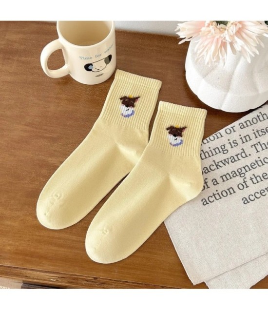 NIDUOBEAR 1pair Cute Dog Print Sweet Autumn and Winter Women's Keep Wa