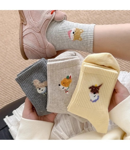 NIDUOBEAR 1pair Cute Dog Print Sweet Autumn and Winter Women's Keep Wa